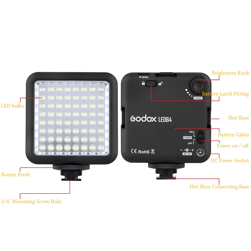 Godox LED64 видео из светодиодов огни для камеры DSLR видеокамер мини-dvr как заполнить