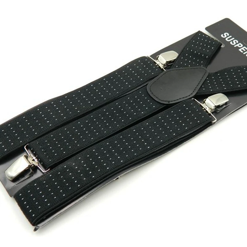 Мужские подтяжки на подтяжках Yienws темно синие в горошек для мужчин с 3 зажимами