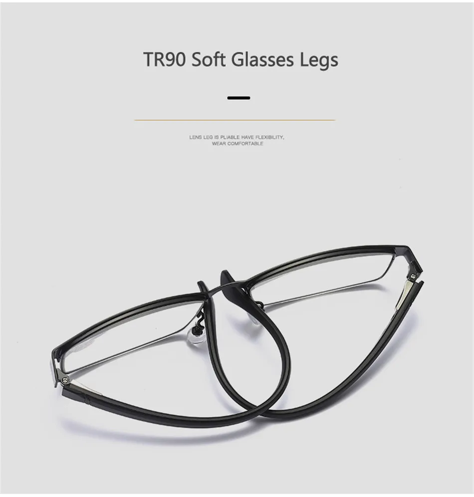 Ahora New TR90 Men Business Reading Glasses Metal Frame Square Reading Presbyopia Eyeglasses With Diopter+1.0 1.5 2.0 2.5 3.0 4