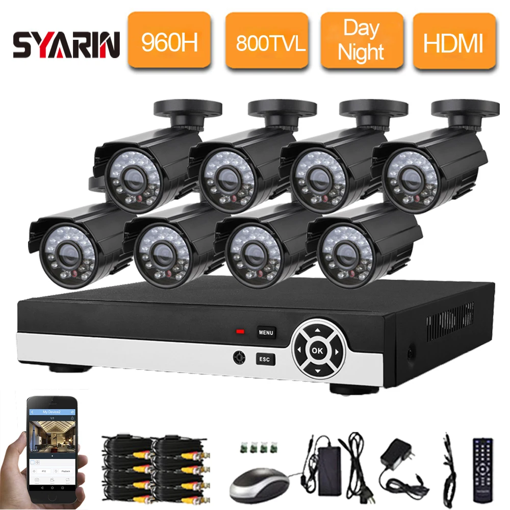 Система видеонаблюдения 8CH HDMI 960 H DVR набор с 8 X дневным ночным видением наружная