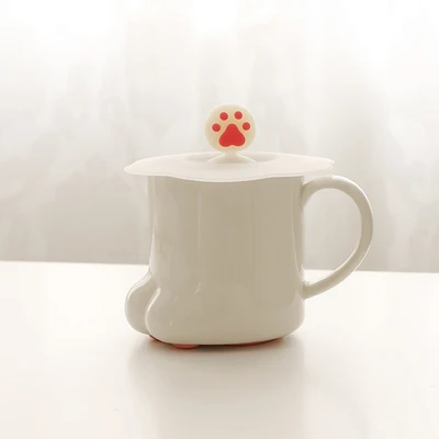 1 шт., чашка с кошачьей лапой, кофейная кружка, керамическая чашка для питья с крышкой, кружка для завтрака, овсяная чашка, мультяшная чашка C, подарок, caneca - Цвет: 3