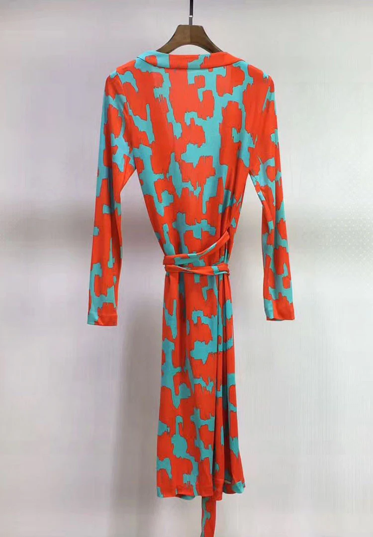 Женское платье с запахом повседневное разноцветное до колена v образным вырезом