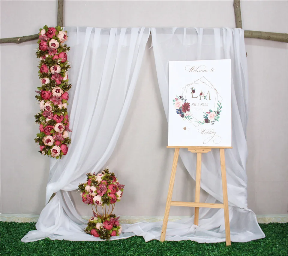 custom made Artificial rose flower row Wedding background wall arch Welcome desk decorative fake flower Home holiday decoration