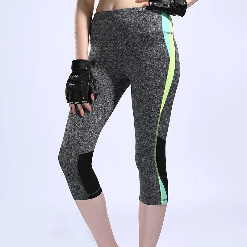 Женские Леггинсы для йоги BESGO лоскутные укороченные брюки контрастного цвета