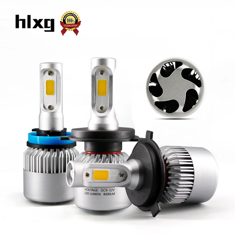 HLXG 72W фары для 8000LM H1 H4 H7 светодиодный фар автомобиля Комплект 4300 К белого и желтого