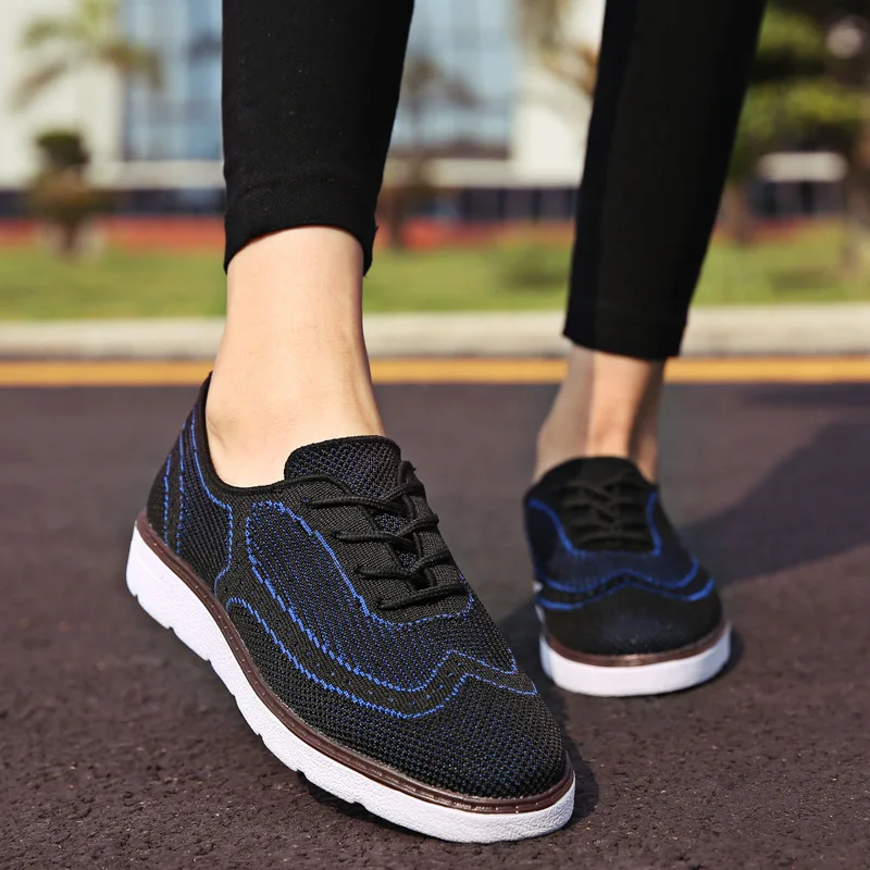 Кроссовки женские модные вязаные дышащие сетчатые на шнурках спортивные для