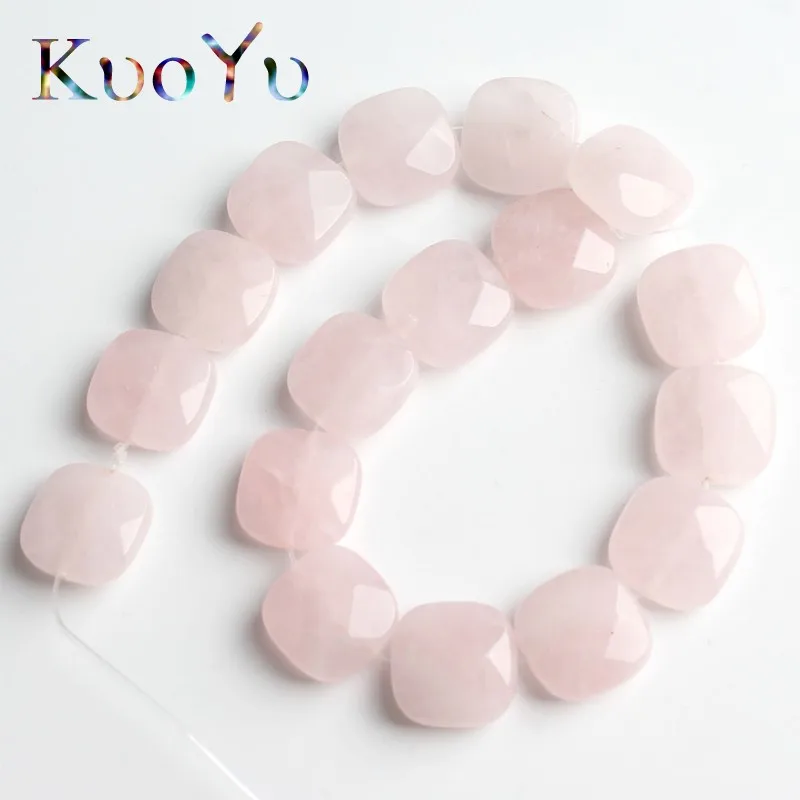 Pink Quartz Натуральные граненые квадратные Агаты кварцевые бусины из нефрита свободные разделительные бусины для самостоятельного изготовления ювелирных изделий браслет ожерелье 12*12 мм 7,5 дюйма - Цвет: Pink Quartz