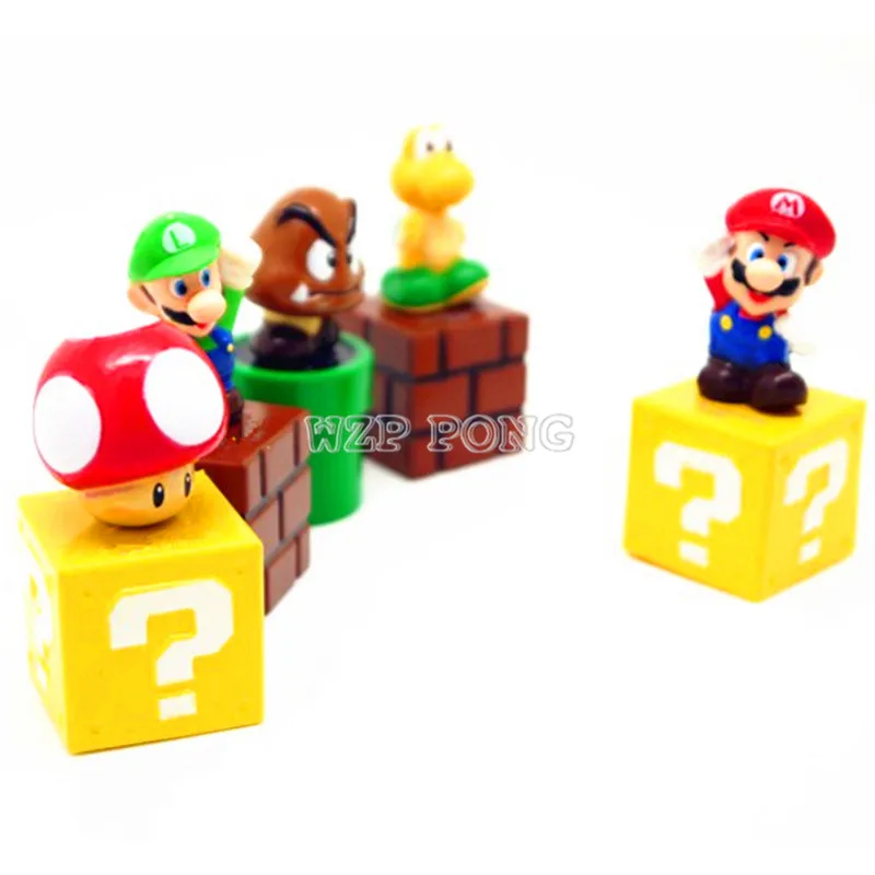 5 шт./лот Super Mario Bros ПВХ экшн фигурки коллекция mario Грибная коробка модель куклы