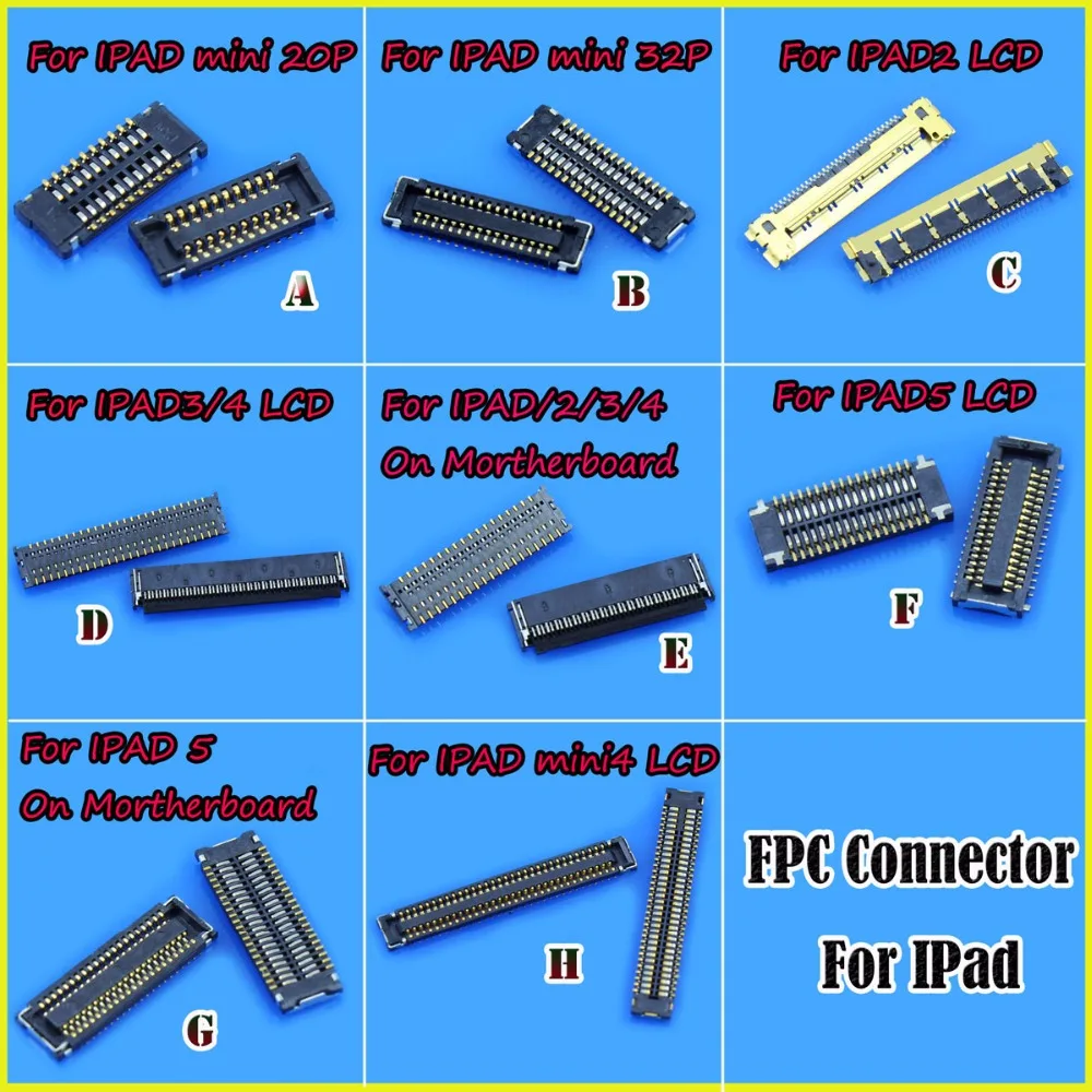 Новый коннектор FPC для iPad 2 3 4 5 Mini4 20pin 32pin Lcd дигитайзер/коннектор сенсорного экрана