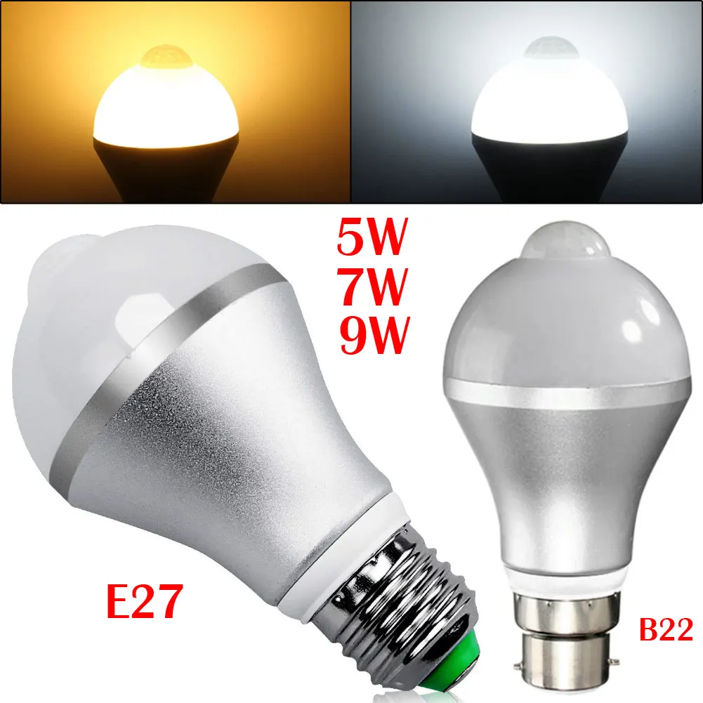 

Brand New E27/B22 5730SMD 5W / 7W / 9W LED Smart Auto On/Off PIR Motion Sensor LED Nightlight Light Lamp Globe Bulb For Indoor