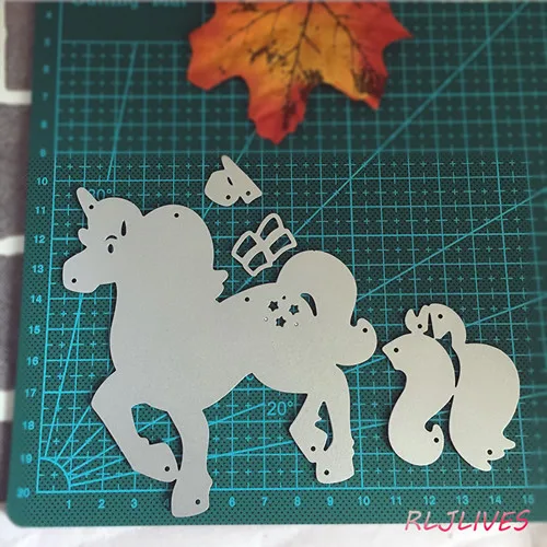 Unicorn Horse Единорог Лошадь металлические режущие штампы DIY Скрапбукинг трафарет для открыток Бумага Ремесло альбом ручной работы украшение - Цвет: Unicorn Horse