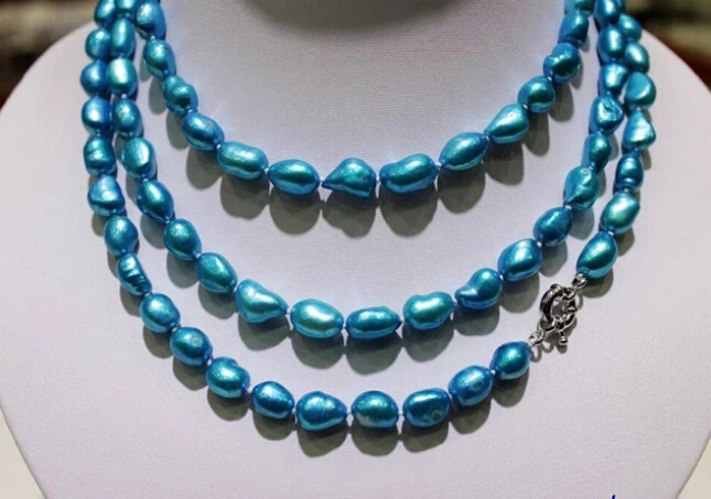 

freshwater pearl necklace stone Blue Baroque 9x11mm 48" Factory Wholesale price Gift word for women jewelry brinco wedding