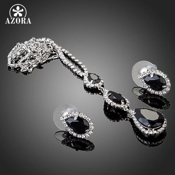 Азора уникальный простой дизайн черное CZ подвеской в виде капли воды ожерелье и