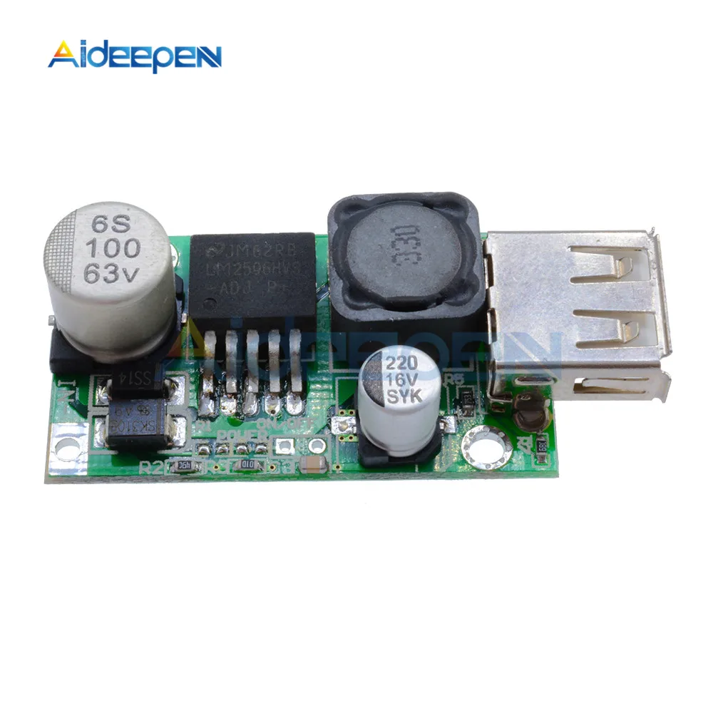 LM2596HV USB Φ от 12 В 24 48 до 5 3 А понижающий модуль преобразователя Стандартная