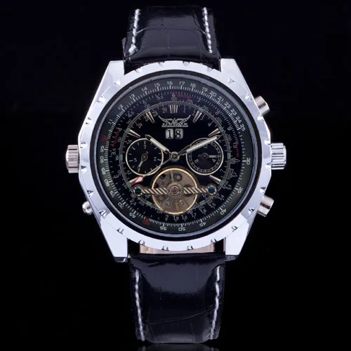 2016 Топ бренд Jaragar роскошный кожаный ремешок Авто наручные часы с отметкой даты