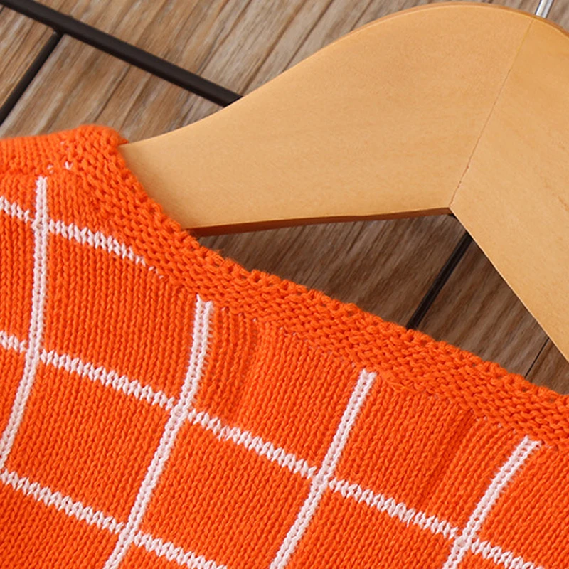 Новейший осенний Детский свитер клетчатые кардиганы с радужным узором для