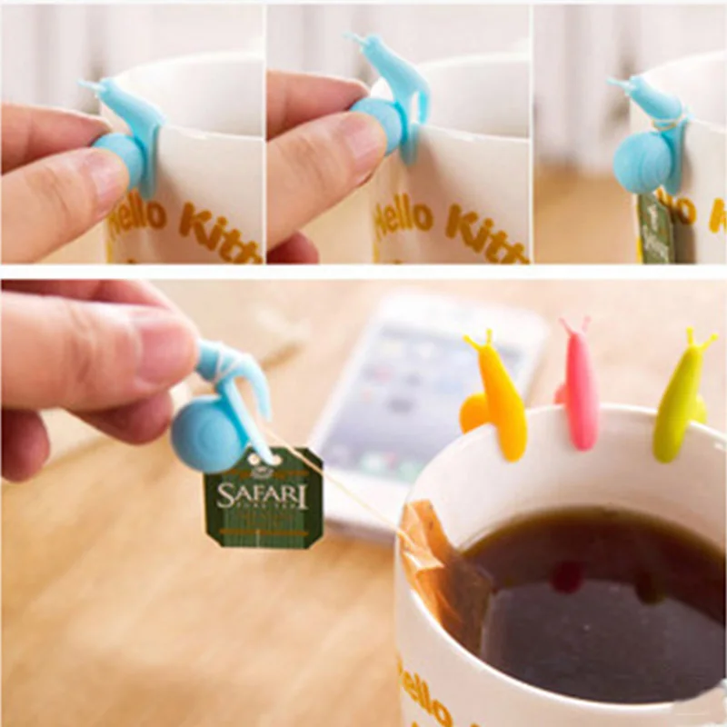 5 шт./компл. корейский милый силиконовый держатель в форме улитки для чайных