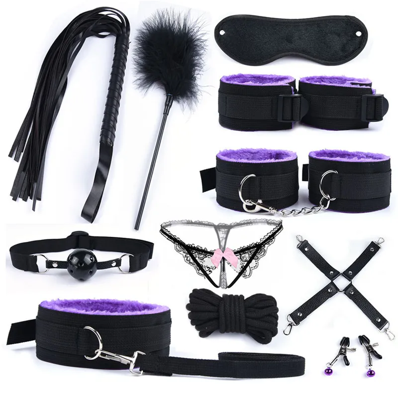 25 шт. фиолетовые игрушки для взрослых БДСМ Связывание набор кляп в рот наручники