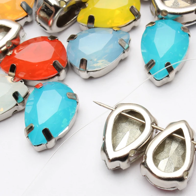 13X18MM Water drop Mix color Sew on Resin Stones Opal Rhinestones For Garment DIY Free Shipping | Дом и сад