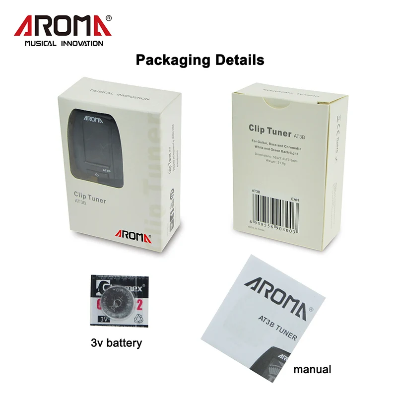 Aroma Tool Kit Guitar Bass Clip Chromatic Tuner AT3B + Quick Change Capo AC2 for 6-string Guitarra Parts Accessories | Спорт и