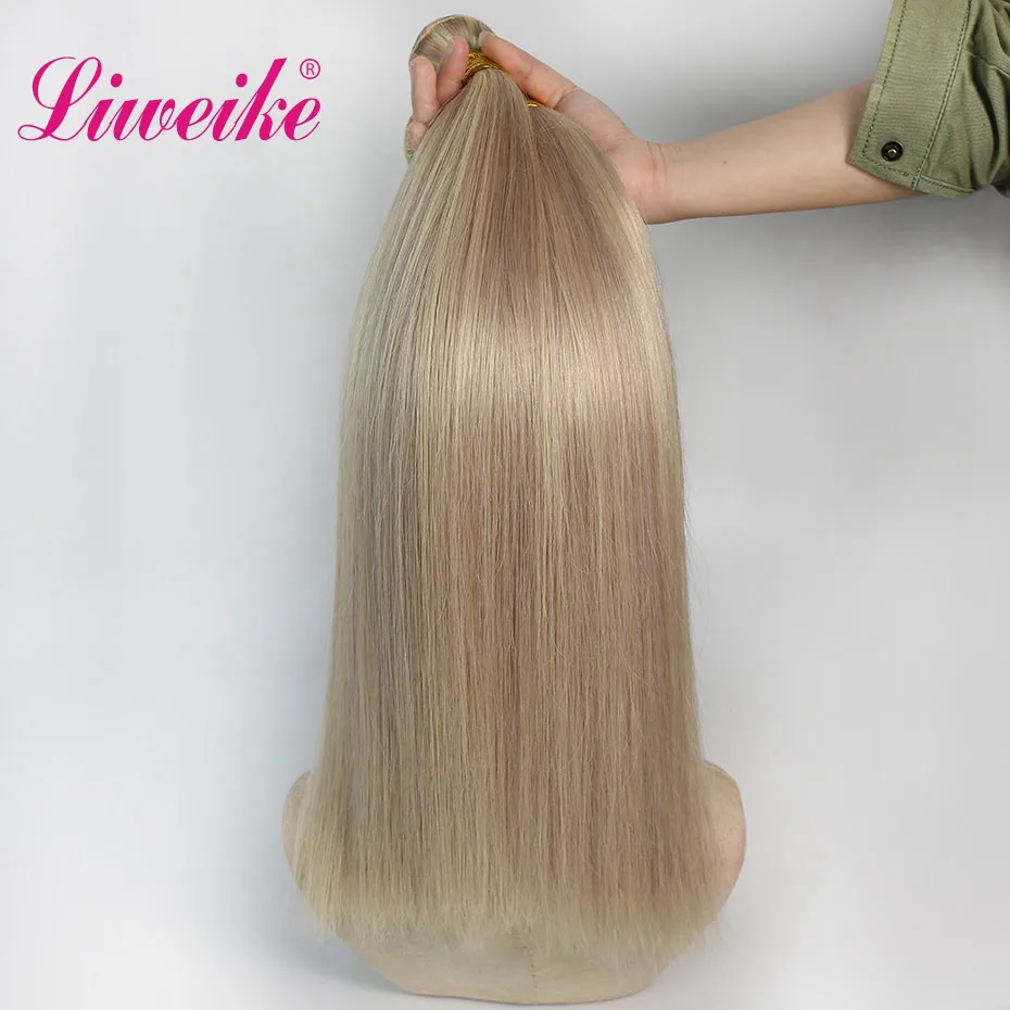 Прямые волосы Liweike P18/613 1 комплект 100% человеческие 18 20 22 дюйма пряди густые