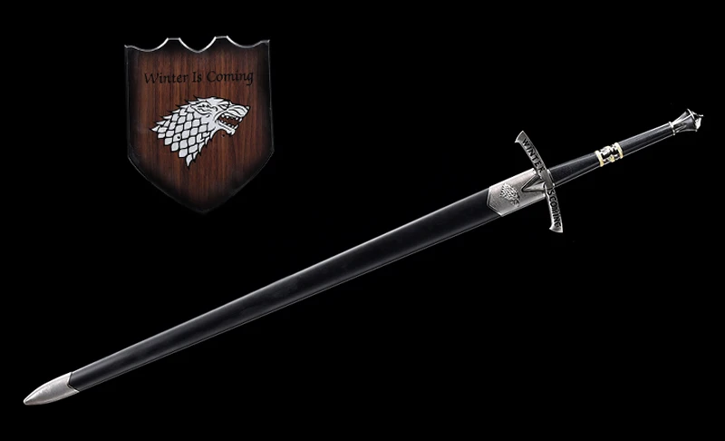 with stand sheath For Game of Thrones Sword Ice Swords Replica Real Stainless Steel With Wall Hanging Stand/Black Wooden Sheath-48Inch - Цвет: with stand sheath