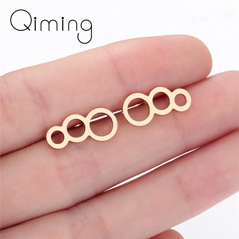 Минималистичные круглые серьги гвоздики для женщин модные подъемники с тремя