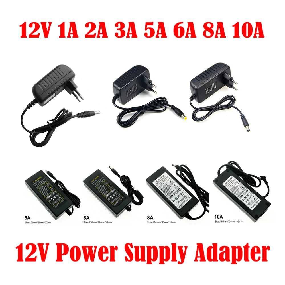 12 В 1A 2A 3A 5A 6A 8A 10A AC100 240V AC в DC адаптер питания конвертер зарядное устройство для