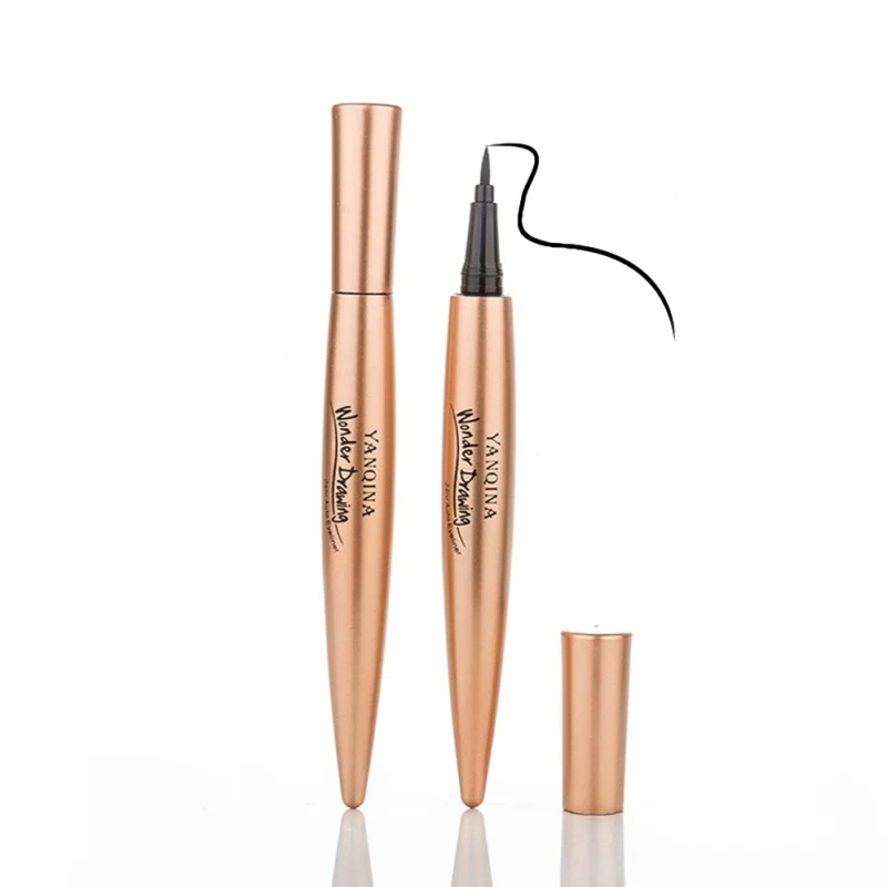 Подводка для глаз с золотой трубкой водостойкая черная быстросохнущая жидкая
