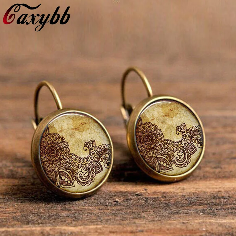 Уникальные сережки хна для йоги серьги в виде цветка мандалы символ ом пара