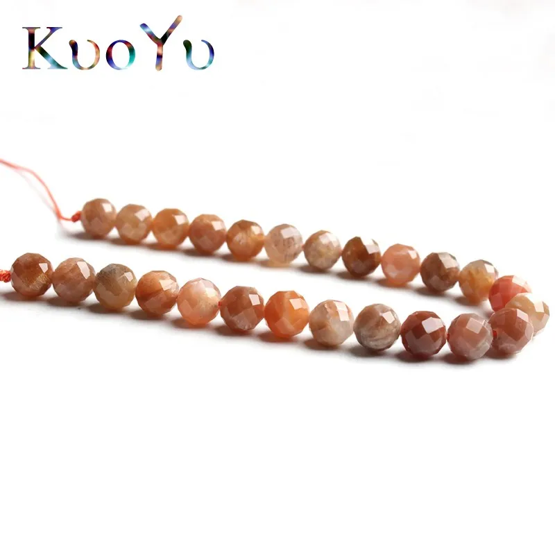 Натуральные граненые бусины Sunstone, драгоценные камни, свободные бусины-разделители для самостоятельного изготовления ювелирных изделий, браслеты, ожерелья 7,5 дюйма, 6 мм/8 мм