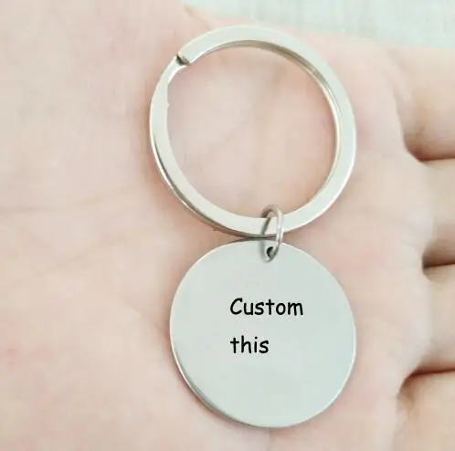 

Engraved Keychain Round Stainless Steel Key Chain Engrave Women Men Keyring Gift