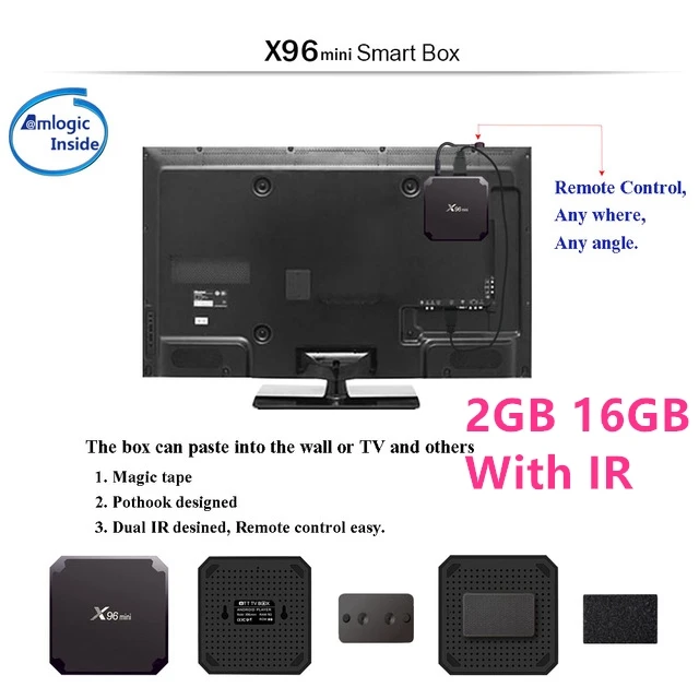 [] X96 Мини ТВ приставка 2 ГБ DDR3 16 Гб eMMC Android 7.1.2 Amlogic S905W четырехъядерный 2,4 ГГц WiFi Suppot H.265 UHD 4K медиаплеер - Цвет: 2GB 16GB With IR