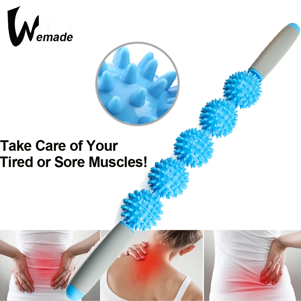 Роликовая Массажная роликовая палочка для мышц ролик-глубокая ткань фасции Массажер для снятия боли в ногах, шее и спине 52 см