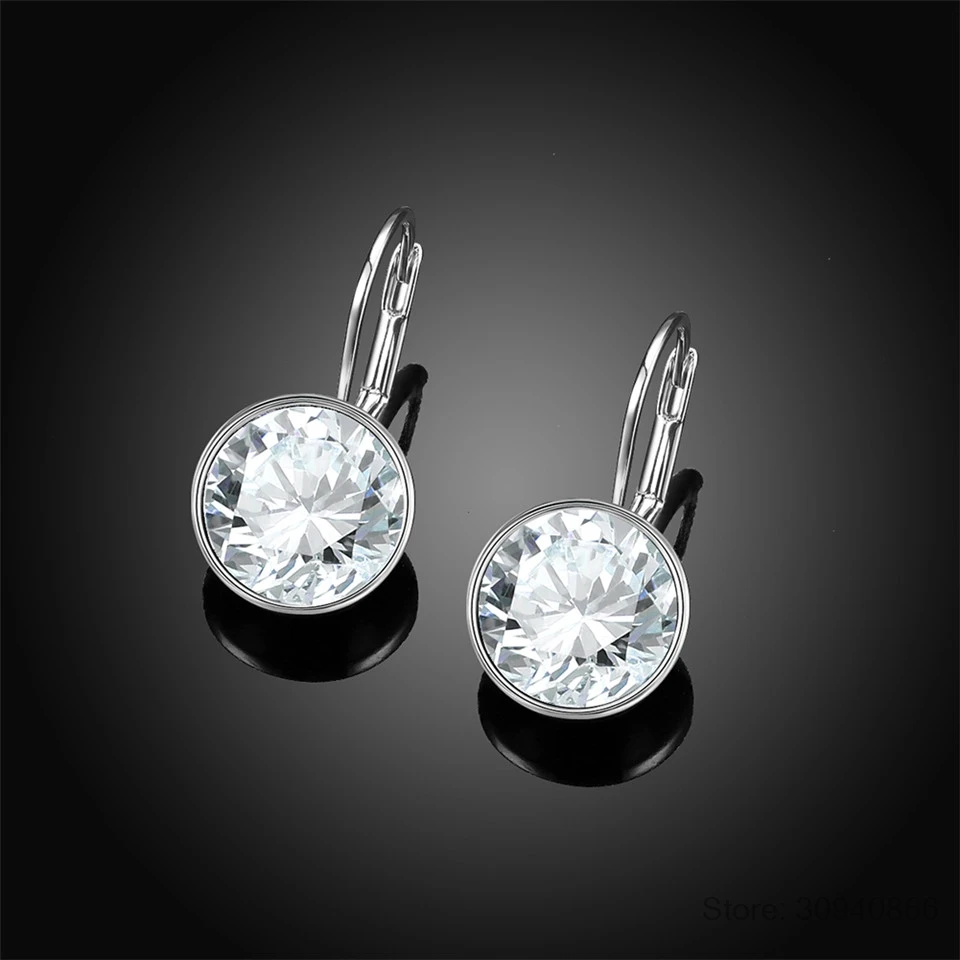 Серебряные Белла серьги гвоздики для женщин белый кристалл от Swarovski модные серьги Свадебные офисные ювелирные изделия подарок