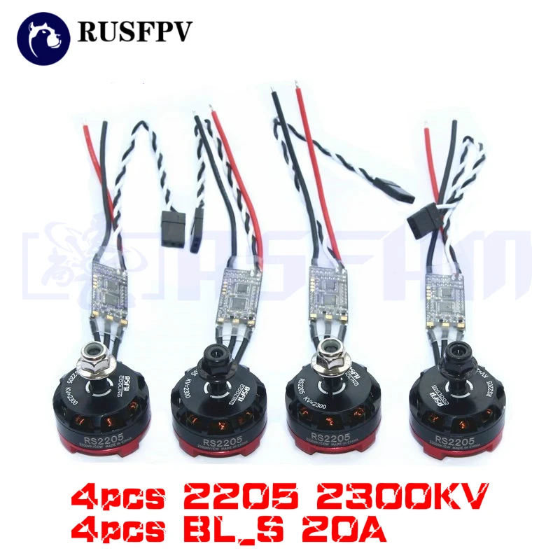 4 шт. 2CW 2CCW ASFUN RS2205 2300KV гоночный мотор с 20A BLHELI_S Dshot Racing ESC для QAV X R FPV Drone|Детали и