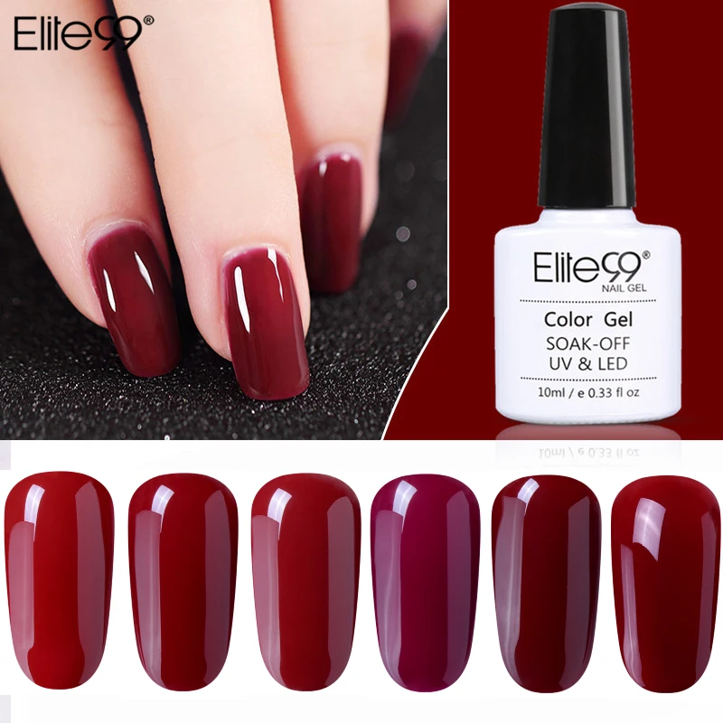 Elite99 винно-красный Гель-лак Lucky color Nail Art Полупостоянный Гель-лак праймер для ногтей Маникюр УФ-лампа для геля лак для ногтей