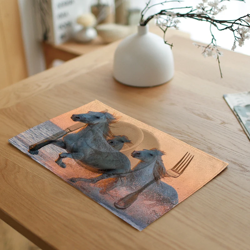 Красивые пейзажи природы животное placemate Ресторан украшение милый зебра Антилопа лошадь Лен Салфетка скатерть кухонные принадлежности