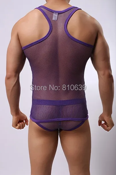 Sexy Mens Fishnet See-Through Tank Top Sleeveless T-Shirt &quotTank-Top Only&quot Mesh Gay | Мужская одежда