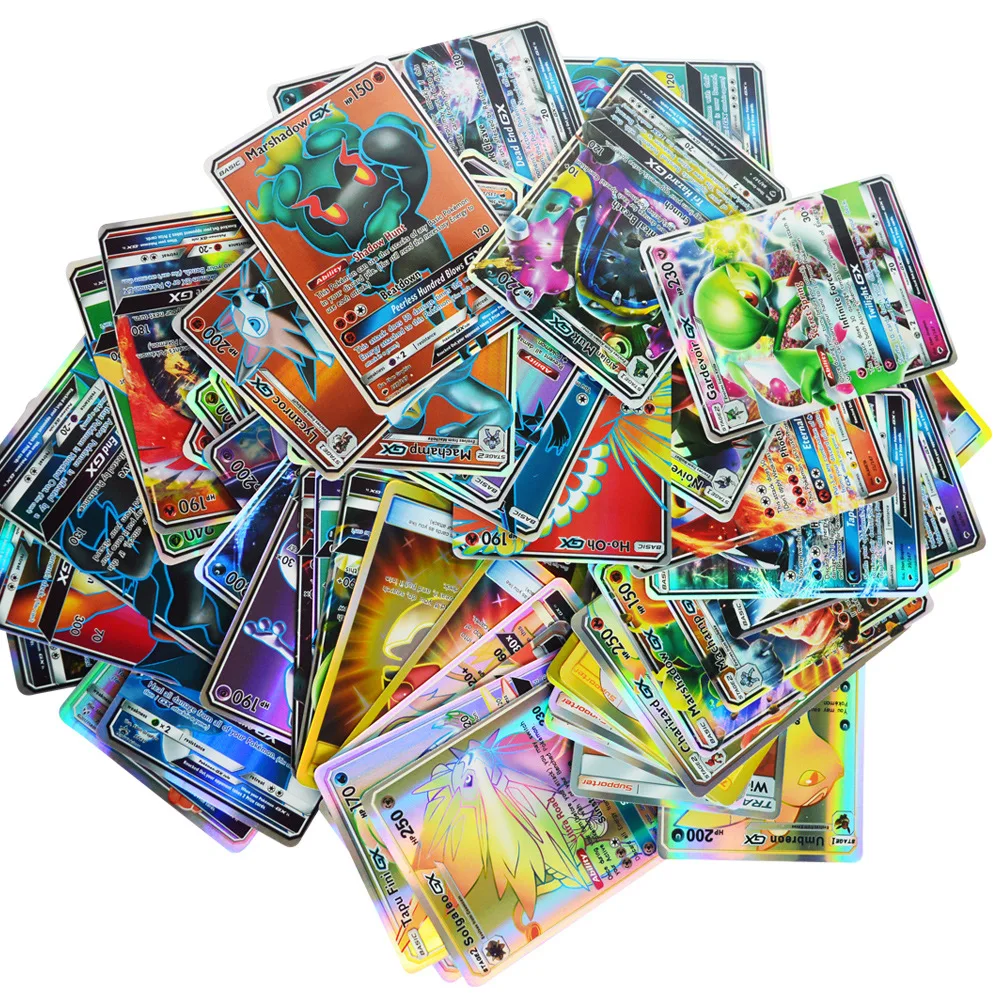 200, 100, 60 шт., без повтора, для pokemones, GX EX, Мега карты, игрушка, игра, битва, карт, торговля, энергия, блестящие карты, детская коллекция