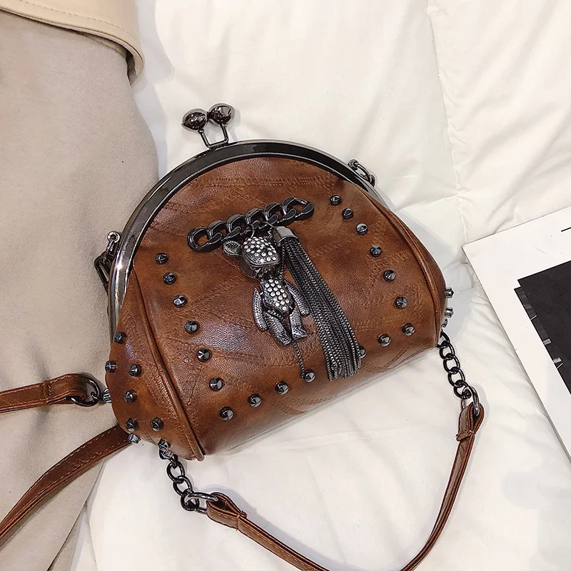 LYKANEFU Retro Clasp Bag Frame Crossbody Women Leather Handbag Designer Women's Shoulder Bags with Long Chain Drop Shipping | Багаж и
