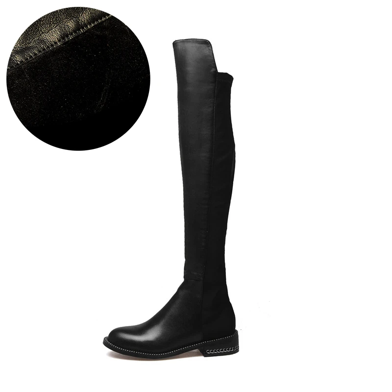 black 1 for winter Новинка года; женские сапоги; Сезон Зима; модные женские сапоги выше колена с круглым носком; пикантная женская обувь; большие размеры 34-42 - Цвет: black 1 for winter