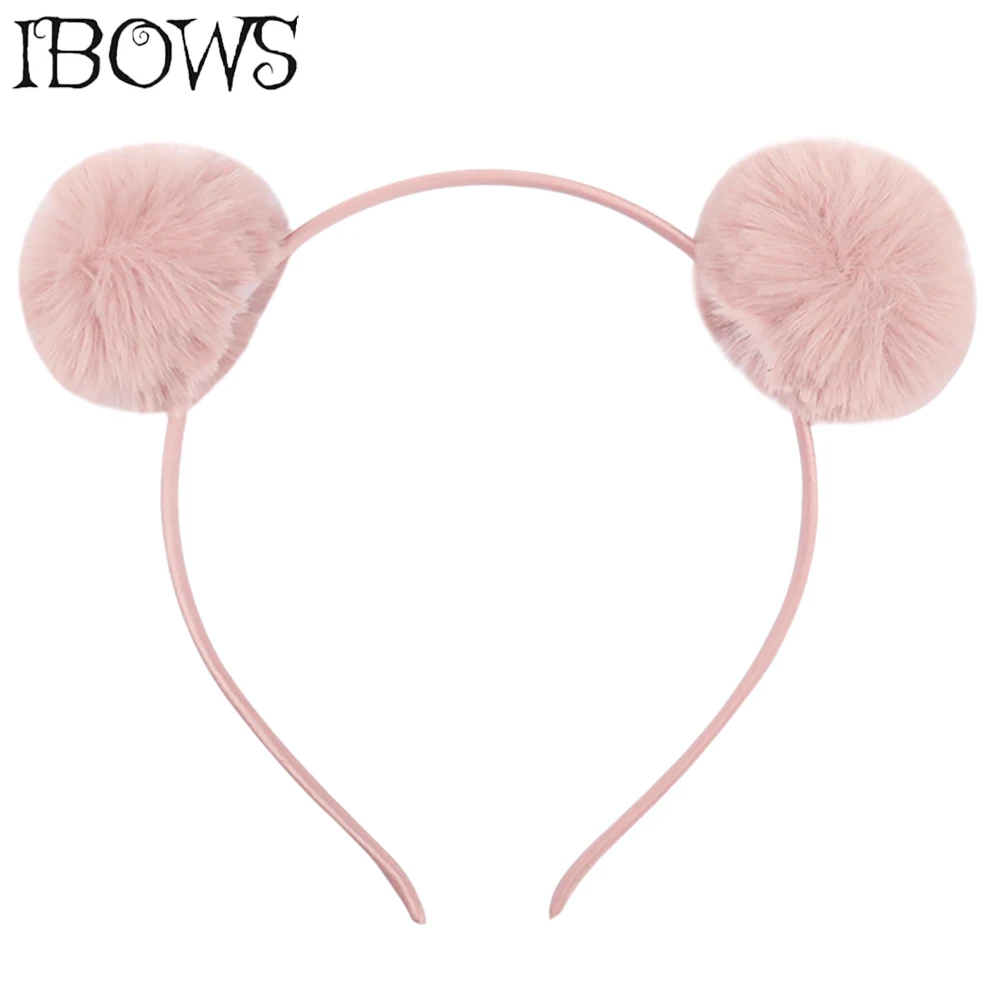 Аксессуары для волос девочки Плюшевые шаровые уши Hairband теплые твердые обруч для волос мех оголовье для женщин Макияж купать резинки для волос