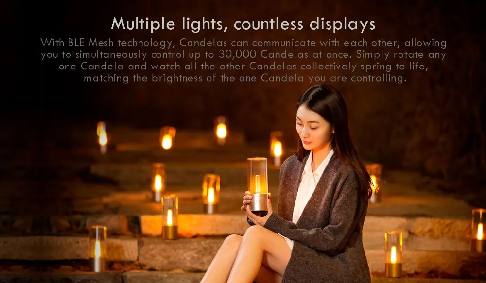 Xiaomi YEE светильник Candela Smart Atmosphere Candela светильник 6,5 Вт перезаряжаемый светодиодный светильник с регулируемой яркостью, ночник с умным управлением, настольная лампа
