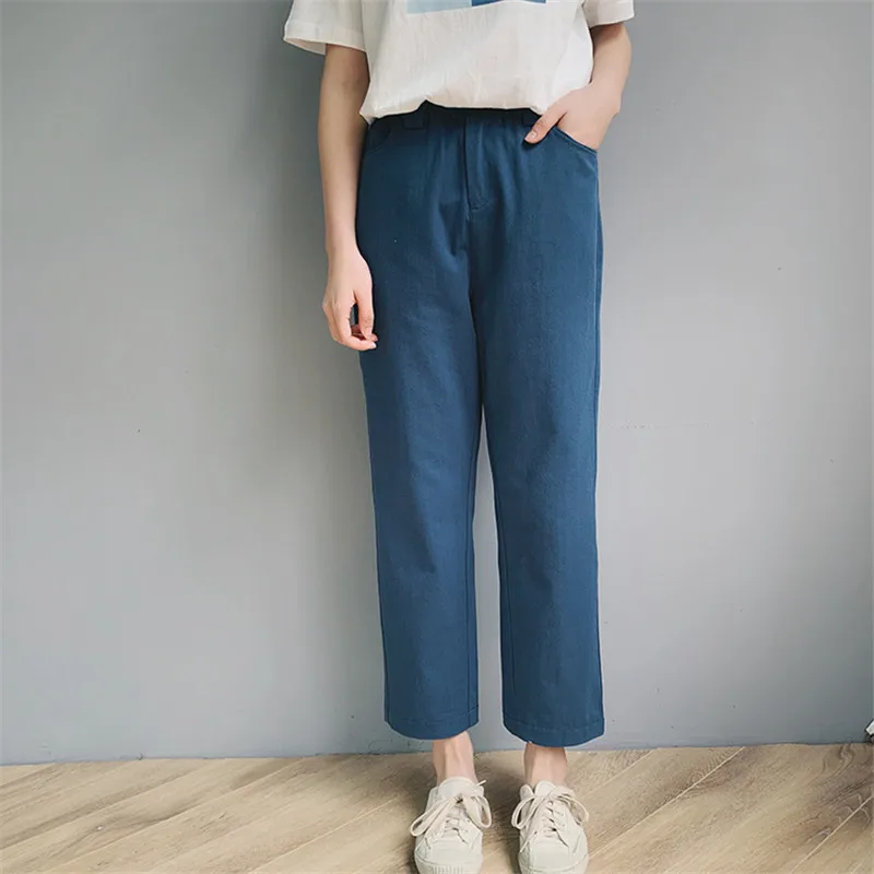 OCEANLOVE All Match Solid New Ankle-length Pants Zipper Fly 2020 Summer Women Korean Fashion Elastic Waist Bottoms 11452 | Женская