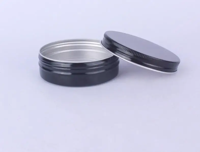 

100ML Empty Cosmetic Cream Jars Aluminum Black Round Screw Thread Jar Cosmetics Packaging Container Lip Balm Pot Bottle