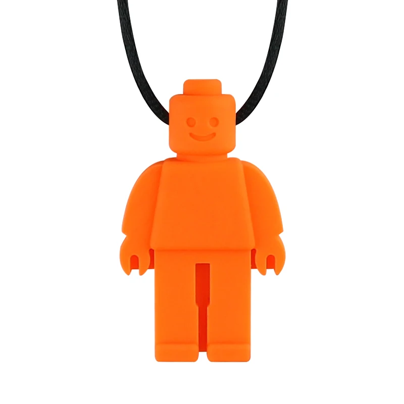 Silicone Teether Robot Chew Necklace Food Grade Silicone Sensory Chewable Figurine Toy for Kids Baby Autism ADHD