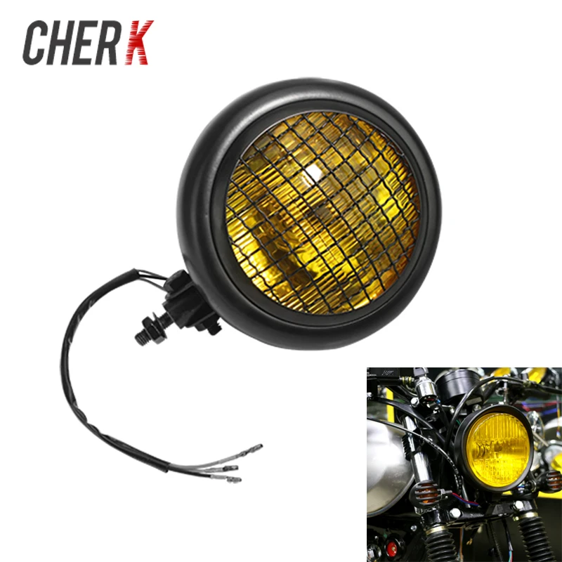 Круглая фара для мотоцикла Cherk 35 Вт Choppers Harley Cafe Racer универсальная передняя лампа| |