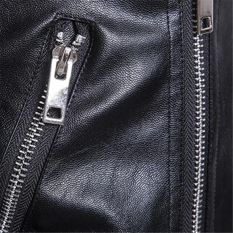 Motorcycle Leather Jacket Classic Design Multi-zippers Men's Locomotive Jackets Bomber Coat Windbreaker EUR SIZE |