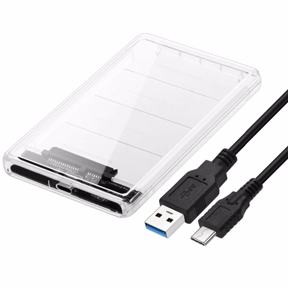 Внешний прозрачный корпус CY USB-C Type-C на 2 5 дюйма SATA SSD HDD для ноутбука ПК Windows 2000 / XP/ 7/